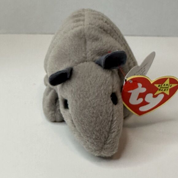 TY BEANIE BABY Tank Gray Armadillo 8" Plush 2-22-95 Original w/ Heart Tag #4031 - Picture 8 of 8